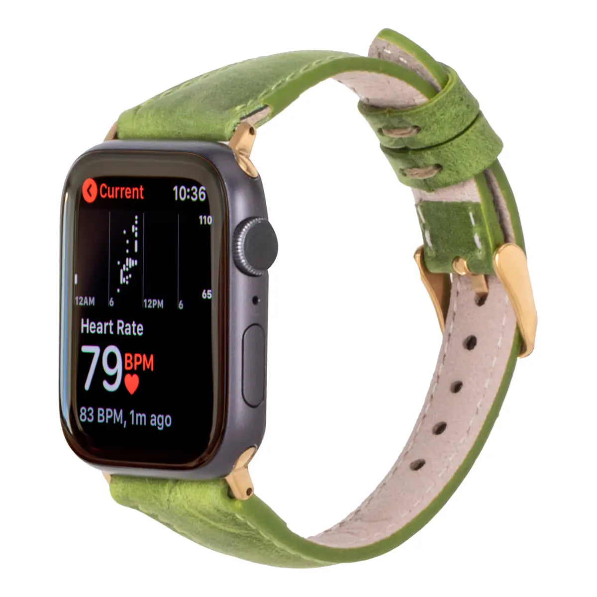 Green Leather Slim Apple Watch Band