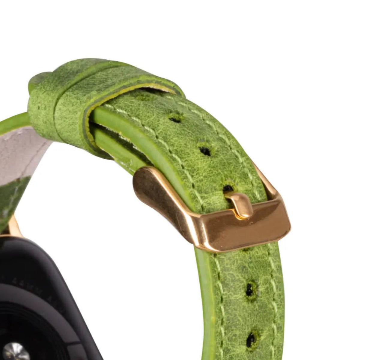 Green Leather Slim Apple Watch Band