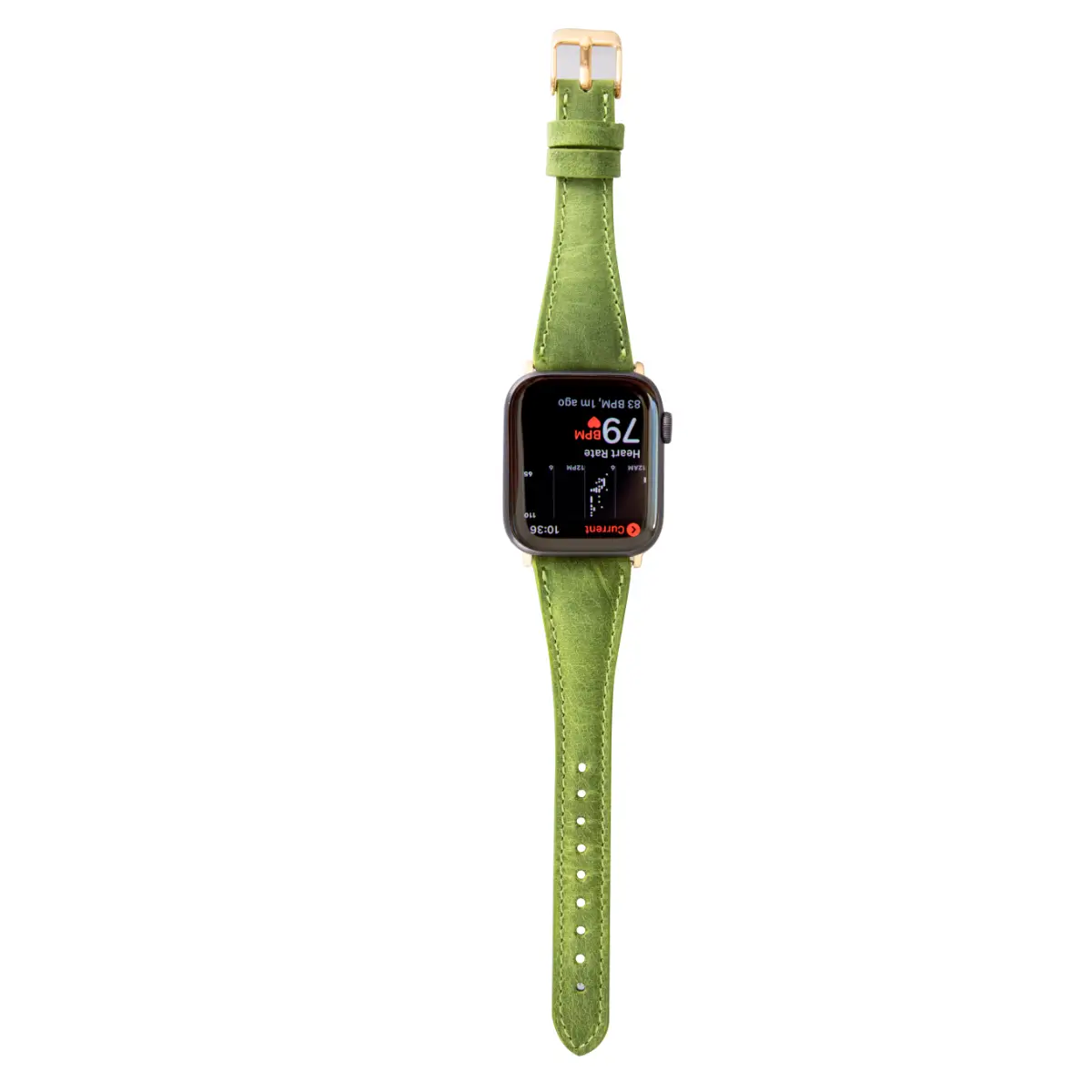 Green Leather Slim Apple Watch Band