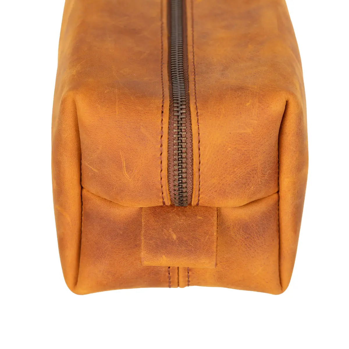 Leather Dopp Kit Bag Camel Brown