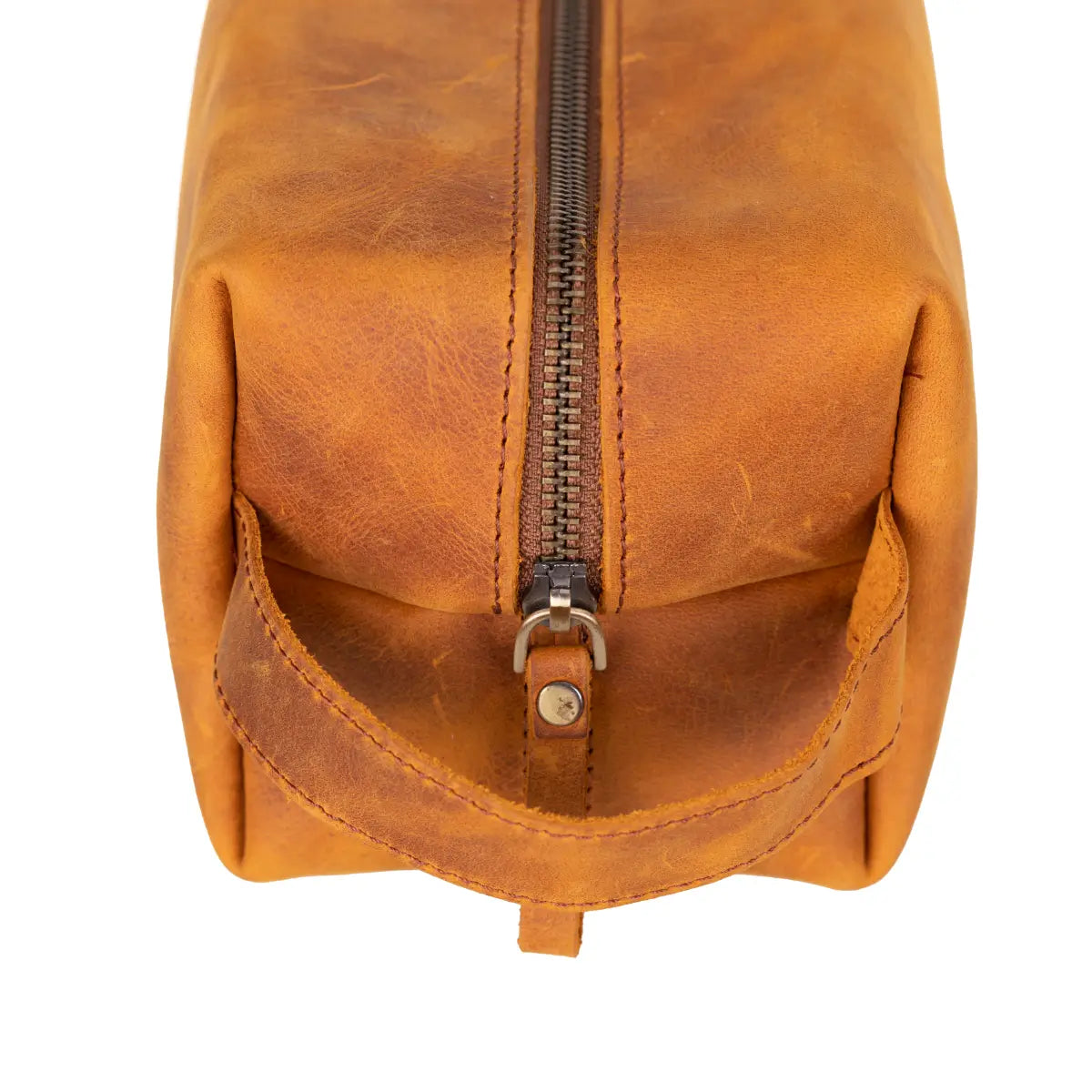 Leather Dopp Kit Bag Camel Brown