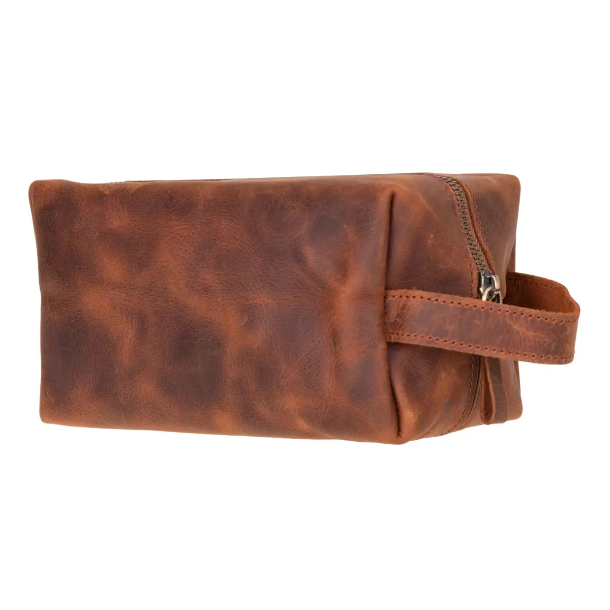 Leather Dopp Kit Bag Distressed Brown