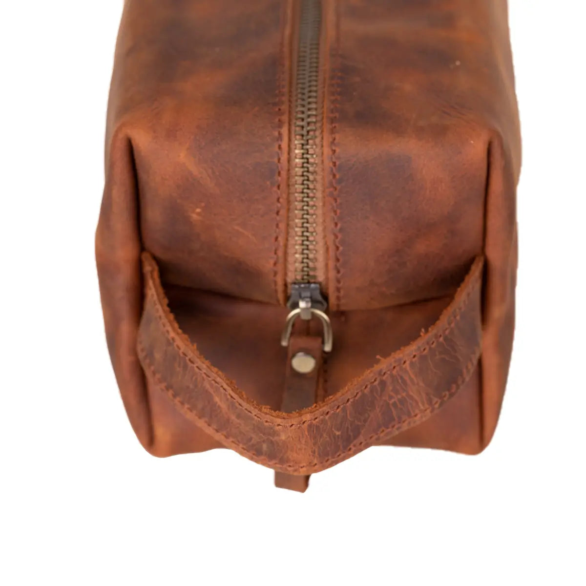 Leather Dopp Kit Bag Distressed Brown