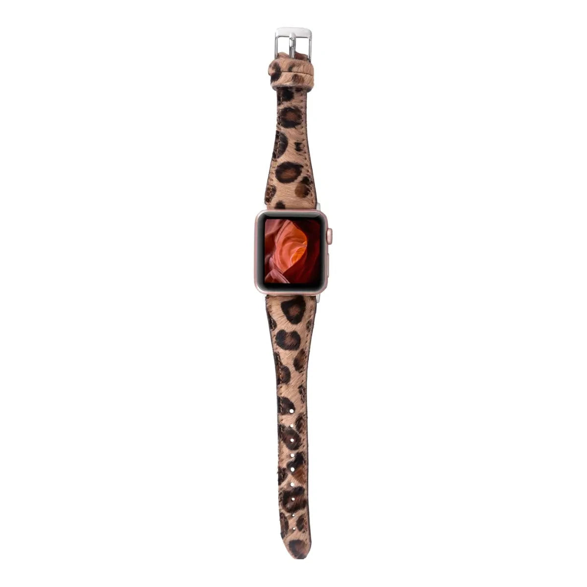 Leopard Pattern Leather Slim Apple Watch Band