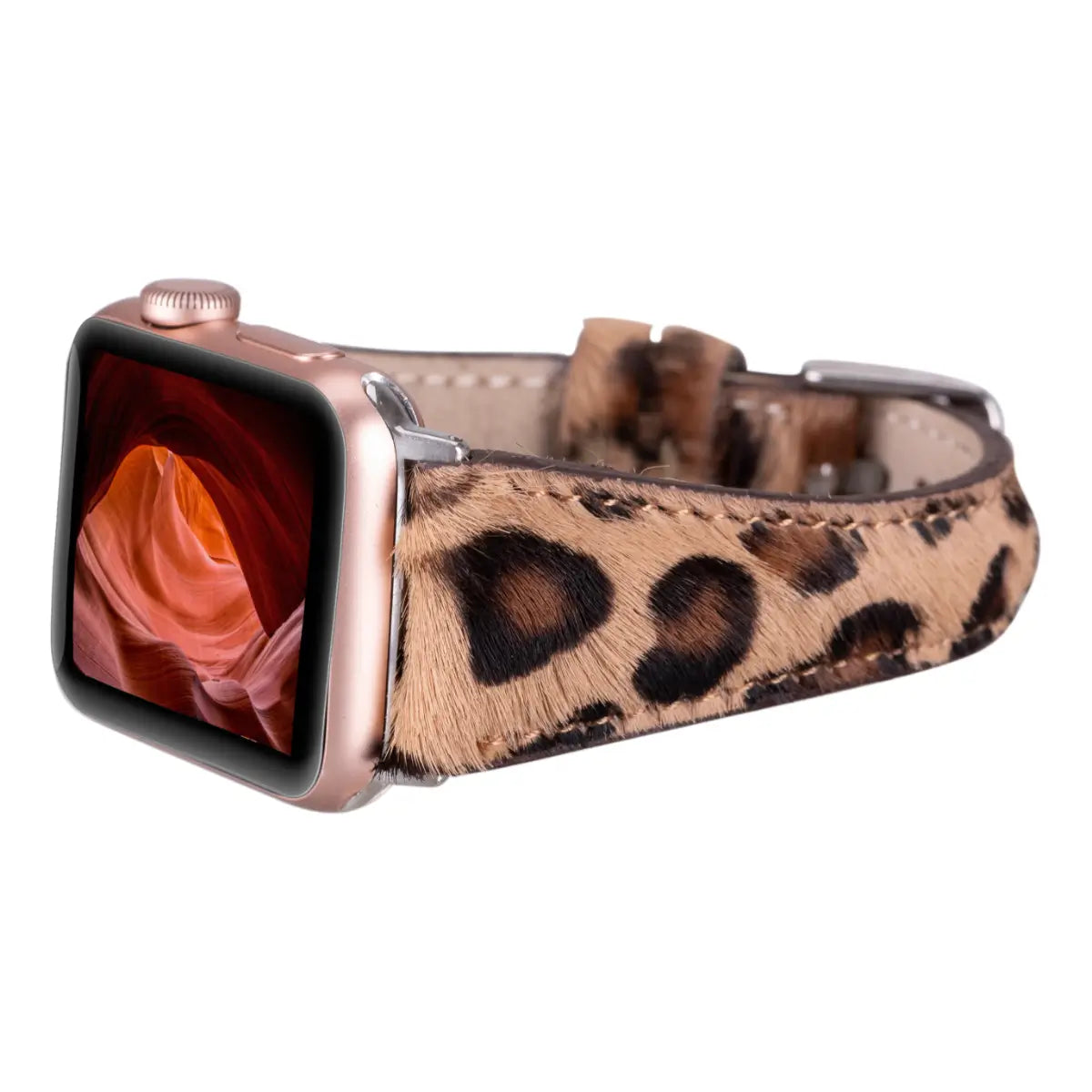 Leopard Pattern Leather Slim Apple Watch Band