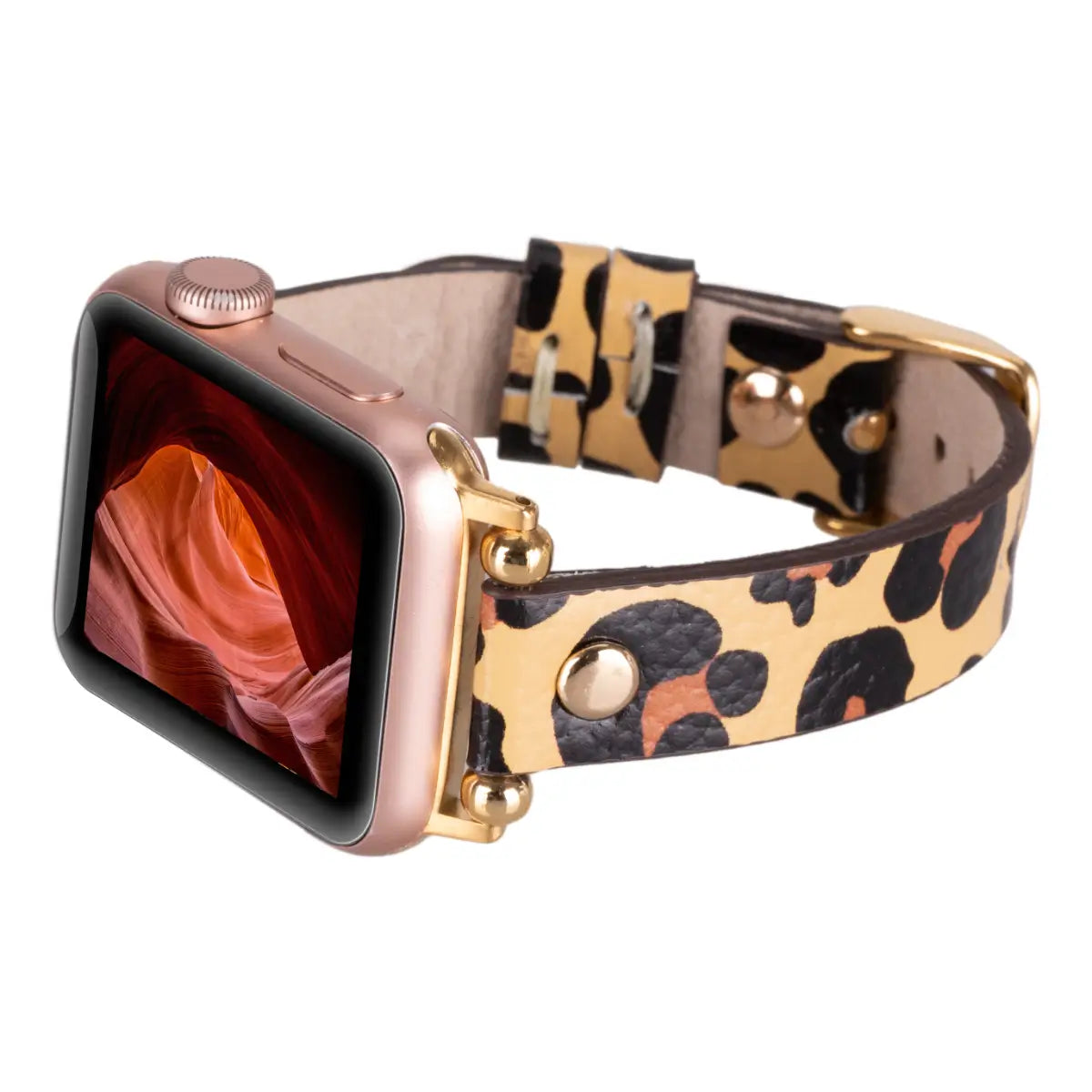 Leopard Pattern Leather Ultra Slim Apple Watch Band