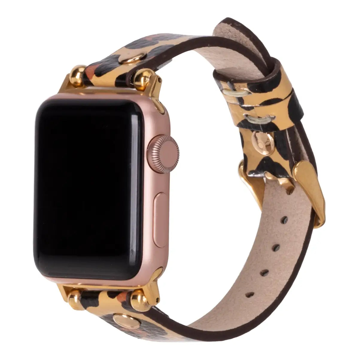 Leopard Pattern Leather Ultra Slim Apple Watch Band