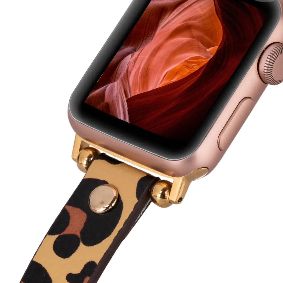 Leopard Pattern Leather Ultra Slim Apple Watch Band