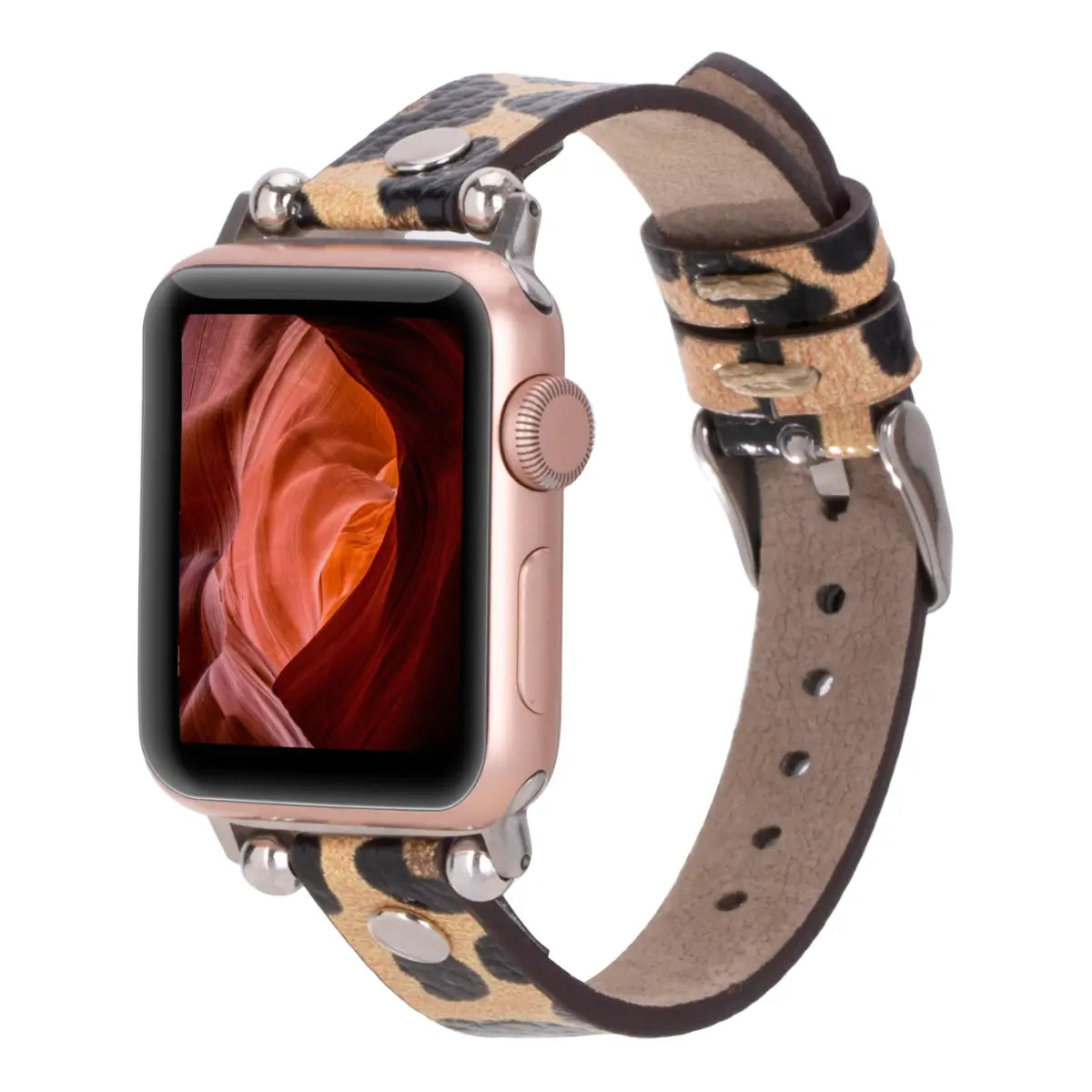 Leopard Pattern Leather Ultra Slim Apple Watch Band