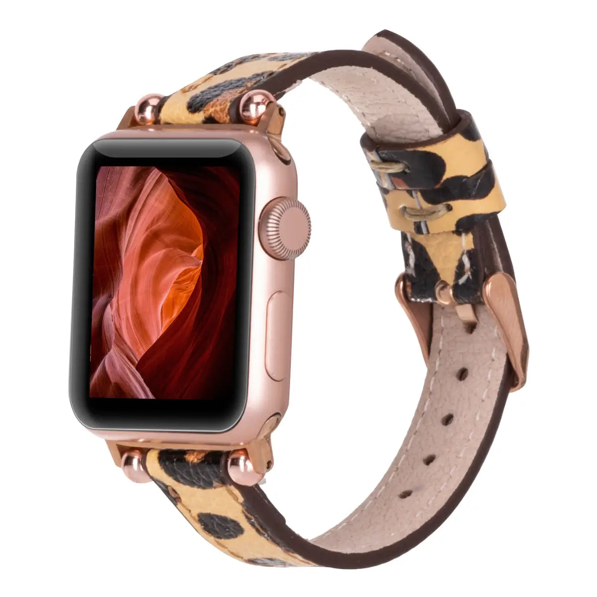 Leopard Pattern Leather Ultra Slim Apple Watch Band
