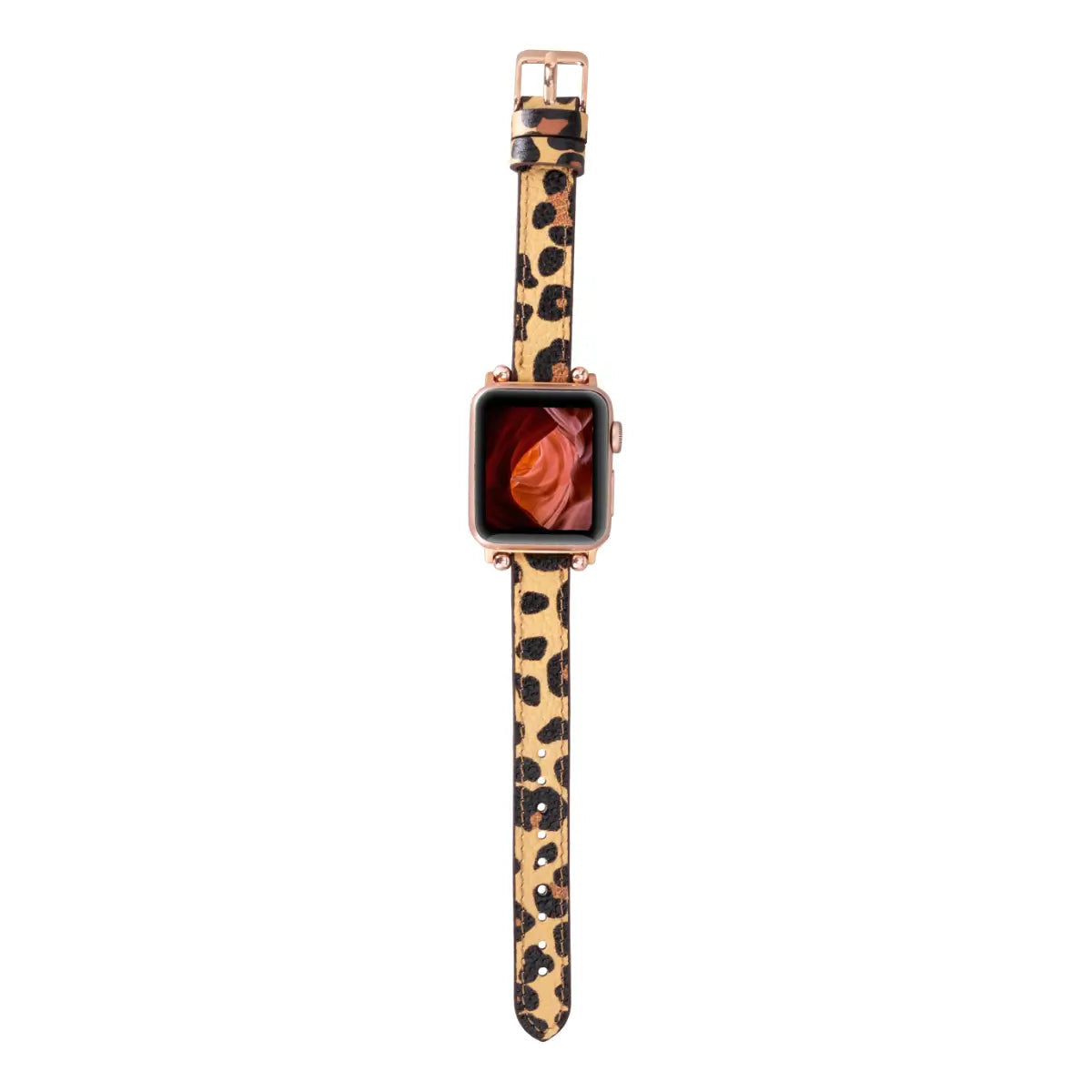 Leopard Pattern Leather Ultra Slim Apple Watch Band