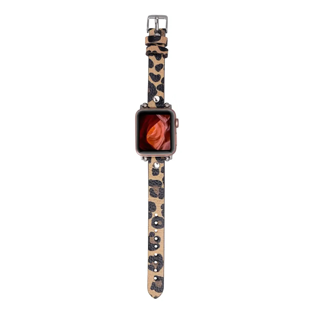 Leopard Pattern Leather Ultra Slim Apple Watch Band