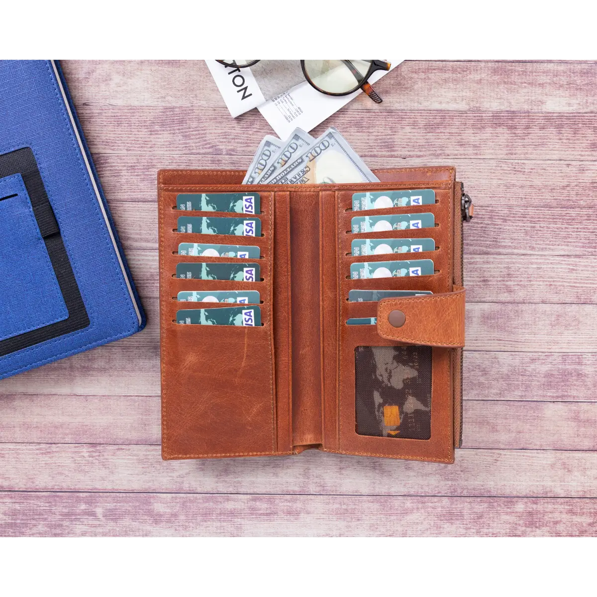 Women's Zipper Wallet-Tan (Lozan)