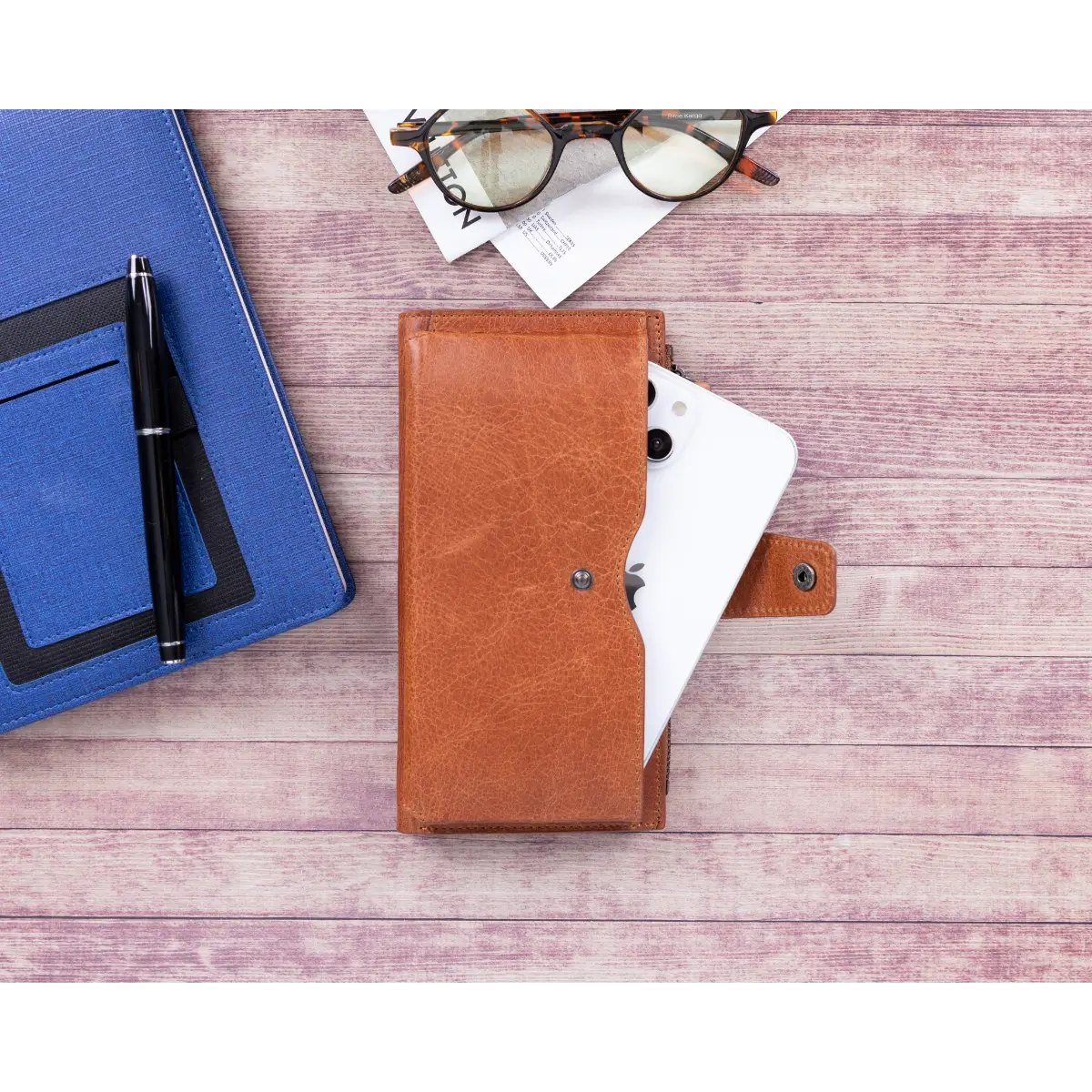 Women's Zipper Wallet-Tan (Lozan)