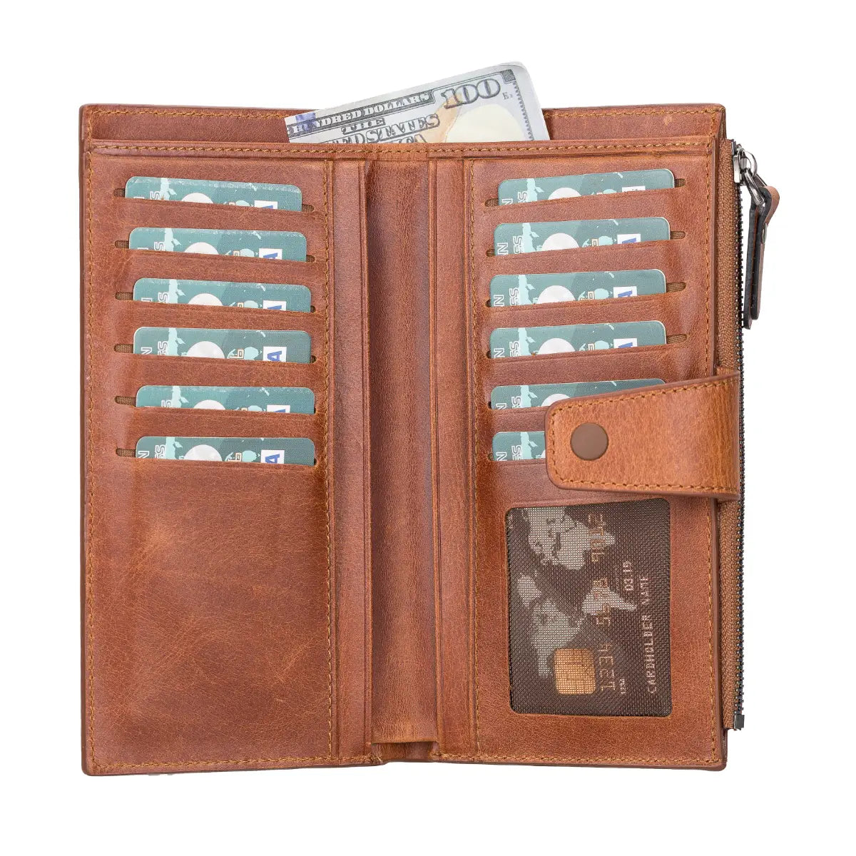 Women's Zipper Wallet-Tan (Lozan)