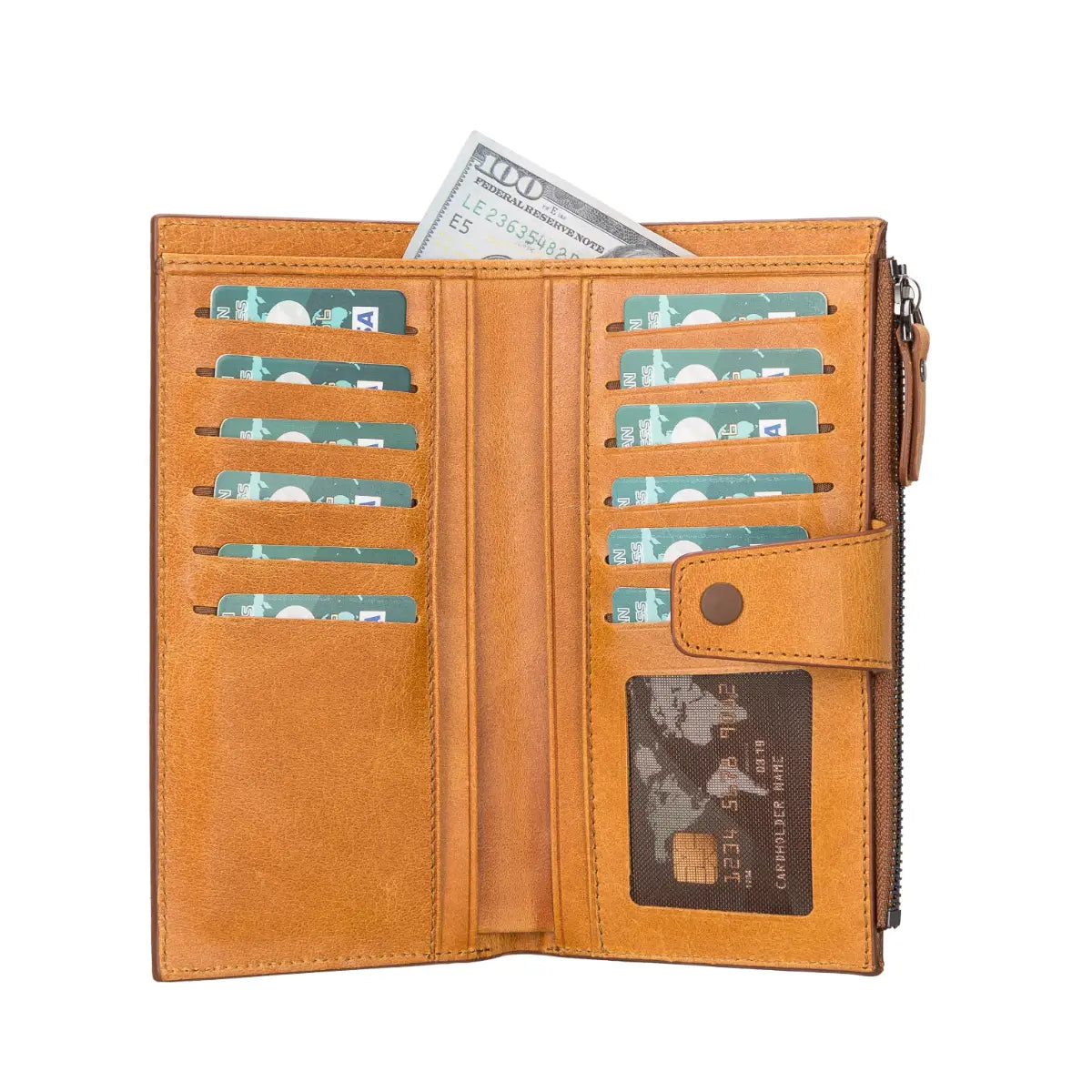 Women's Zipper Wallet-Camel Brown (Lozan)