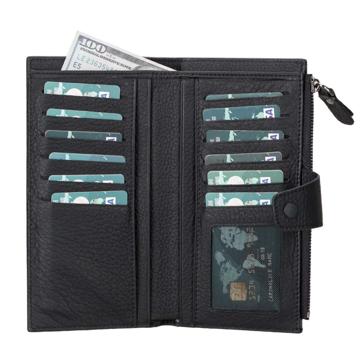 Women's Zipper Wallet-Black (Lozan)