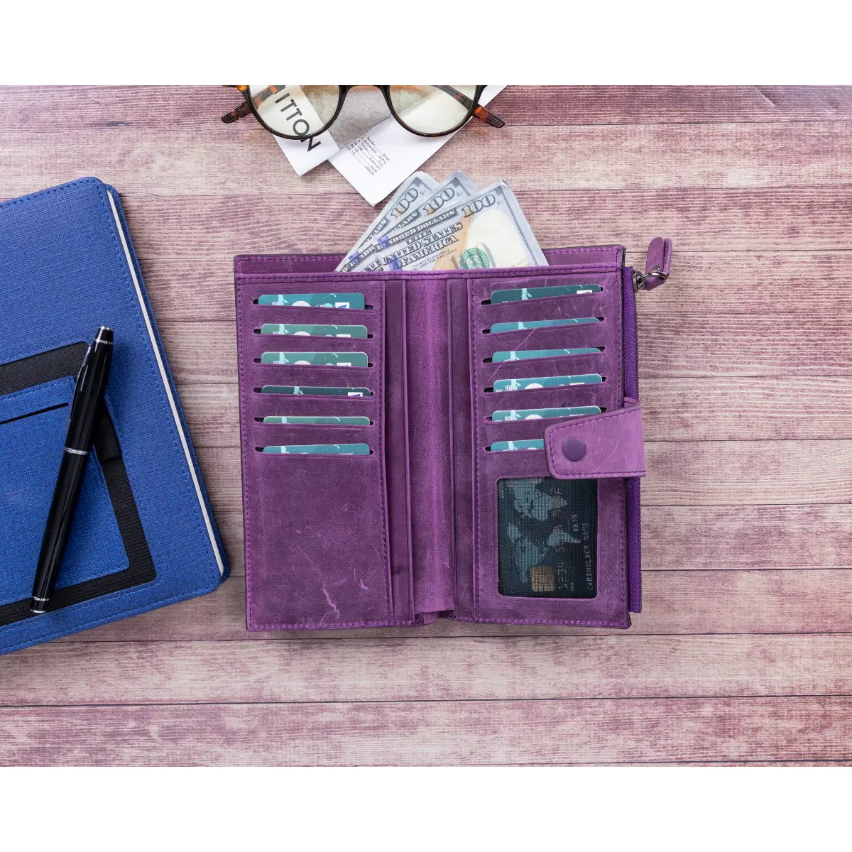 Women's Zipper Wallet-Purple (Lozan)