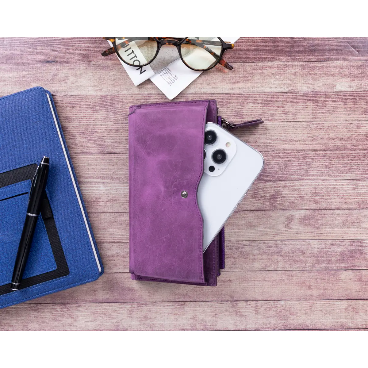 Women's Zipper Wallet-Purple (Lozan)