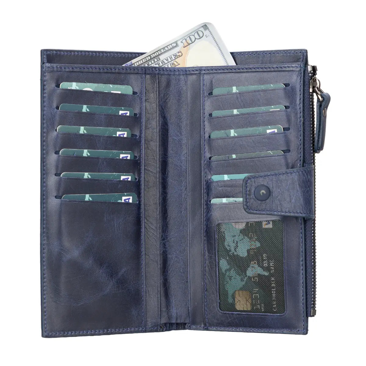 Women's Zipper Wallet-Blue (Lozan)