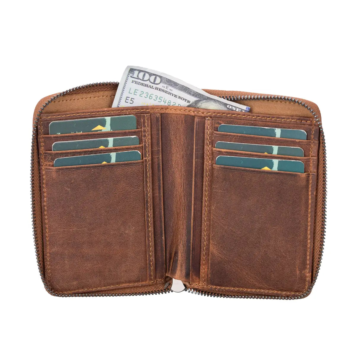 Lugano Leather Men's Wallet-Distressed Brown