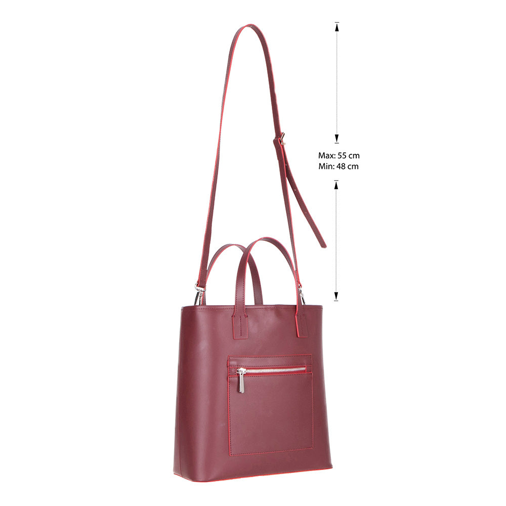 Valetto Leather Tote Bag - Bordeaux
