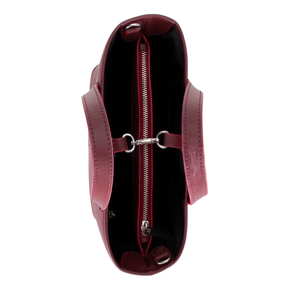 Valetto Leather Tote Bag - Bordeaux
