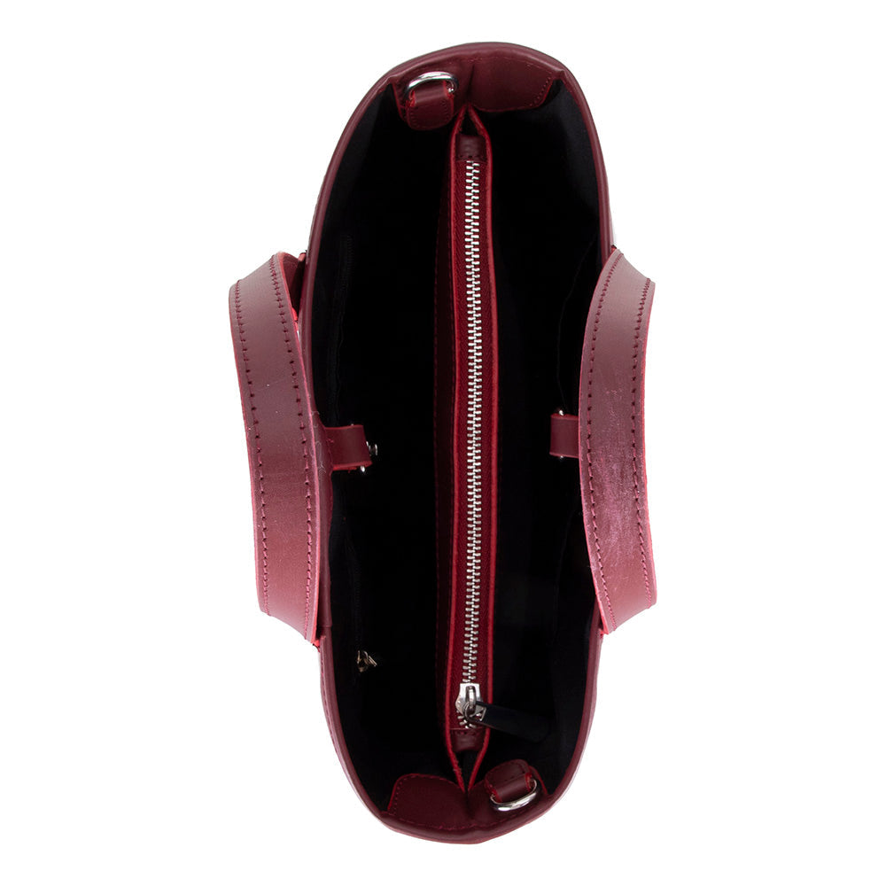 Valetto Leather Tote Bag - Bordeaux