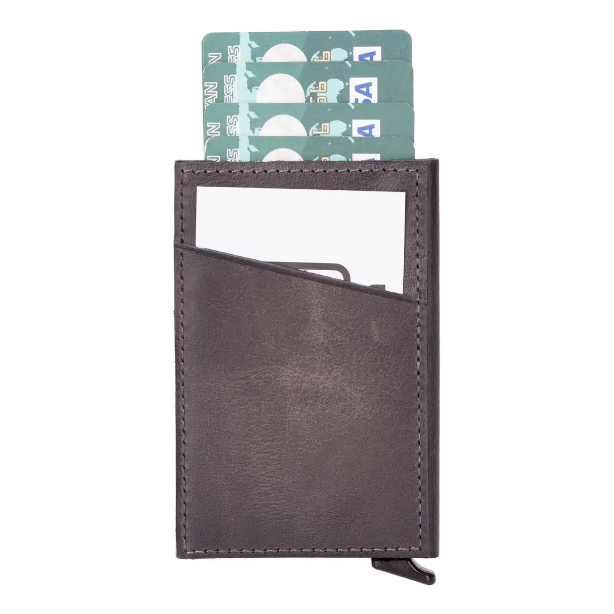 Burnished Gray Leather Minimalist Card Holder