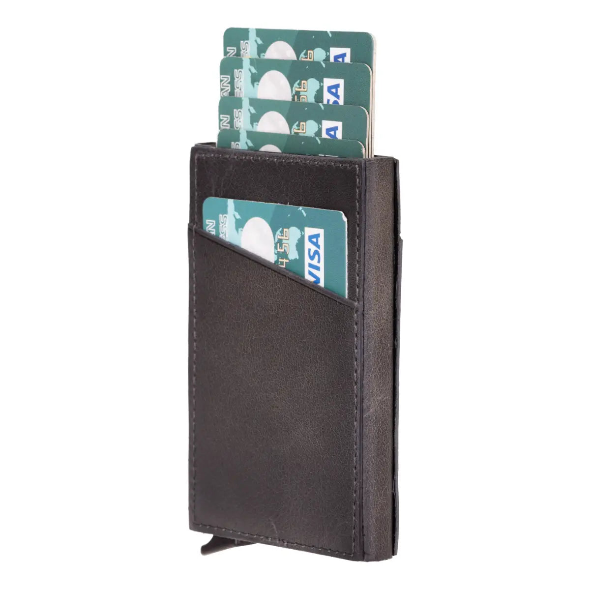 Burnished Gray Leather Minimalist Card Holder