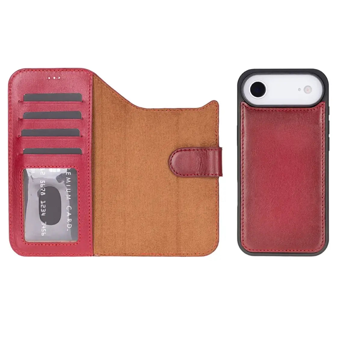 iPhone 17 Air Leather Case – Burnished Red (Vero)