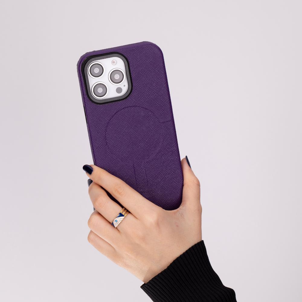 Rivo iPhone 16 Pro Max Leather Case, Purple