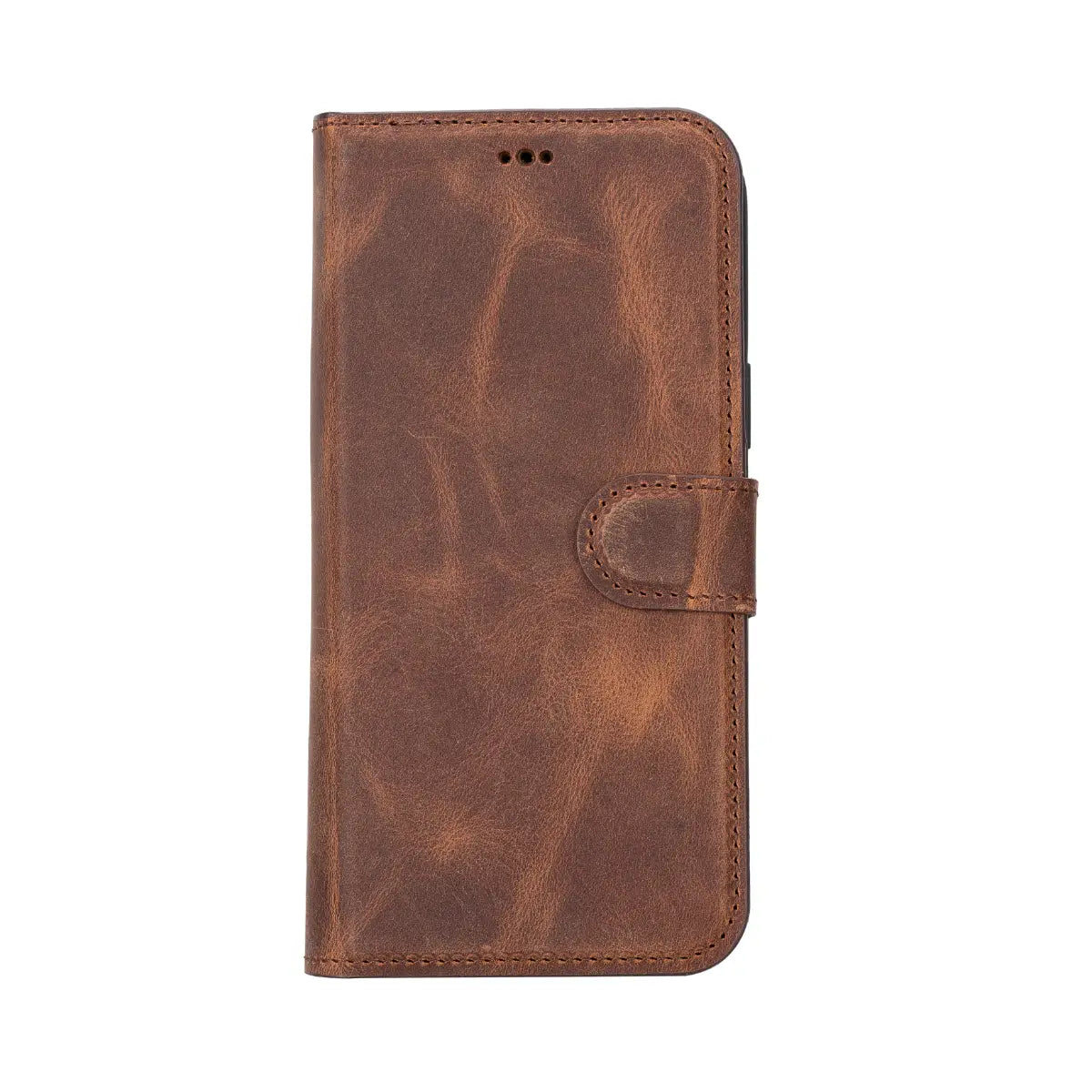 Distressed Brown Leather Wallet Case for iPhone 14 Plus
