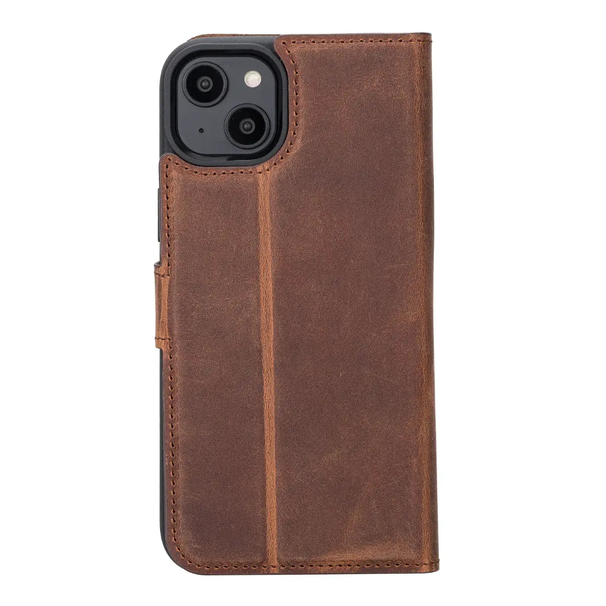 Distressed Brown Leather Wallet Case for iPhone 14 Plus