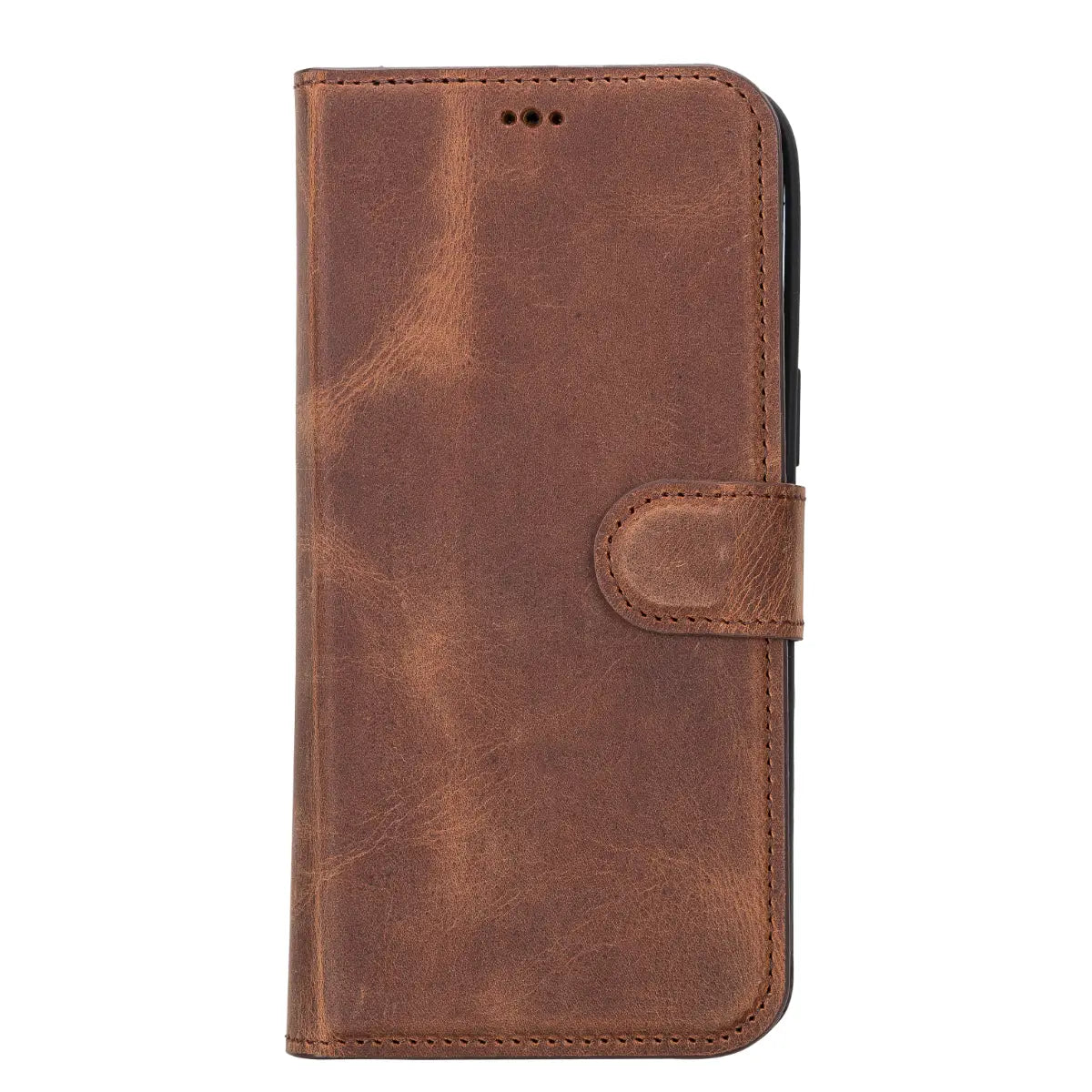 Distressed Brown Leather Wallet Case for iPhone 14 Pro Max