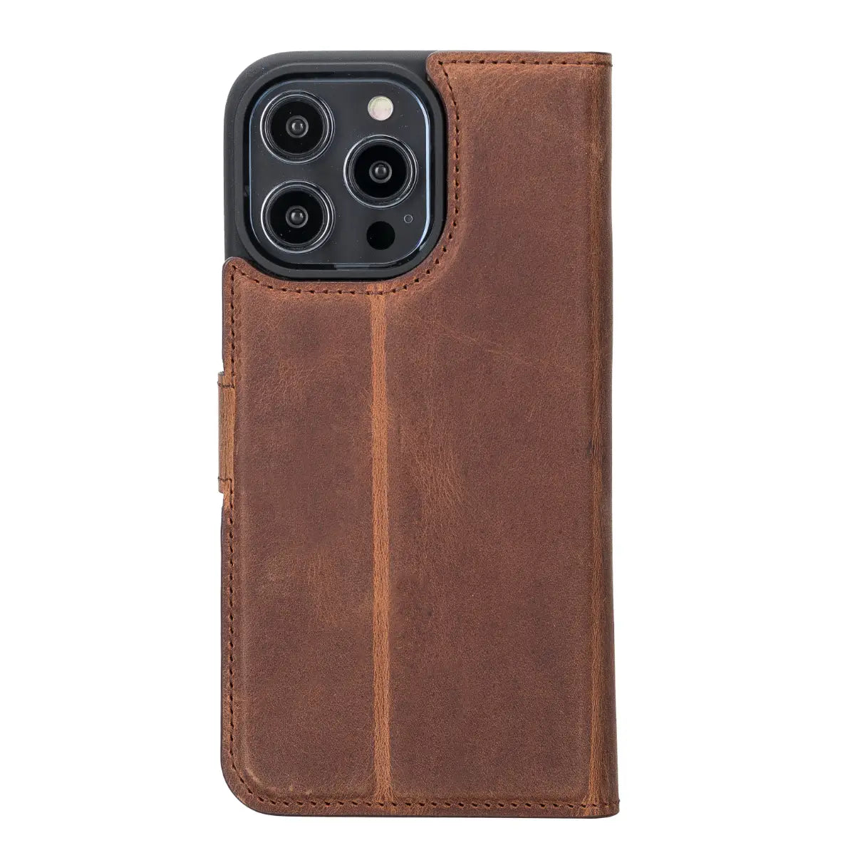 Distressed Brown Leather Wallet Case for iPhone 14 Pro Max