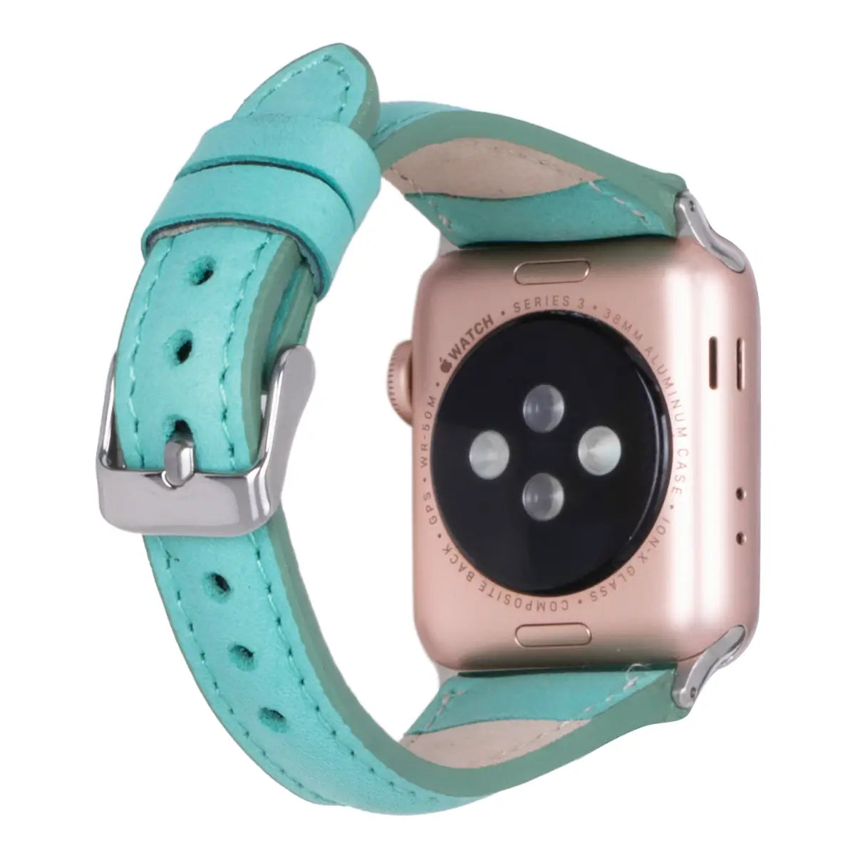 Mint Blue Leather Slim Apple Watch Band
