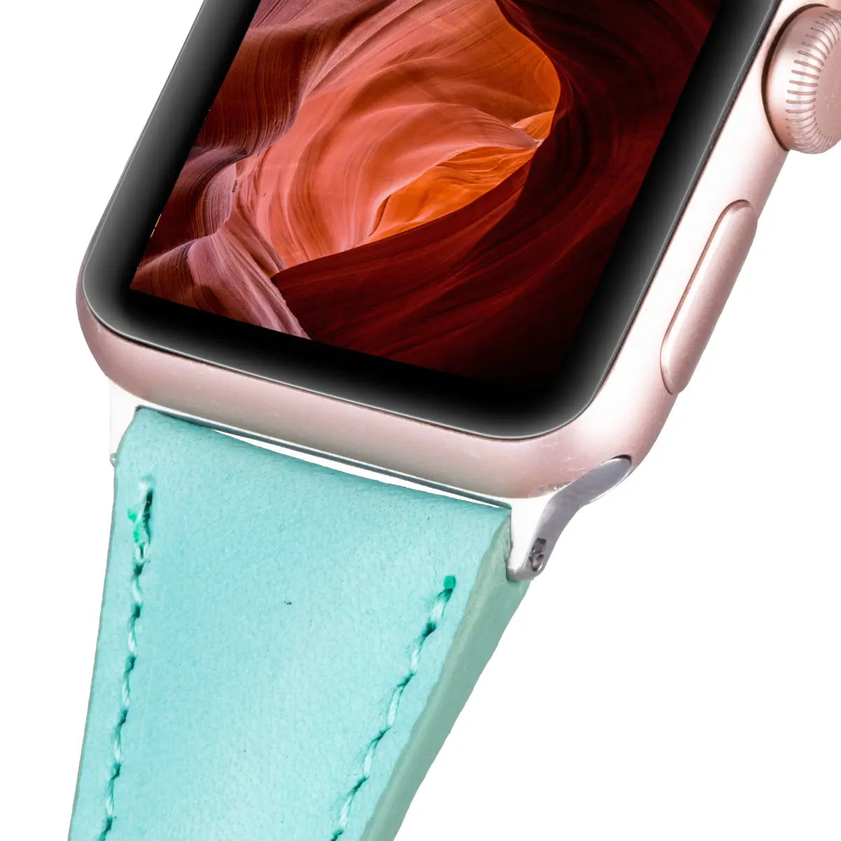 Mint Blue Leather Slim Apple Watch Band