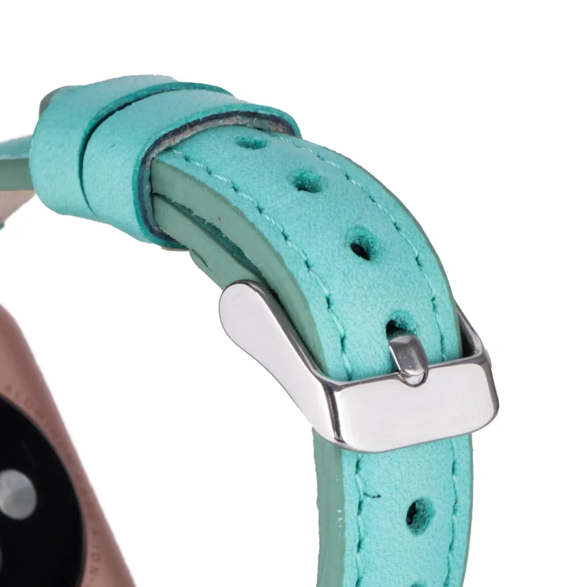Mint Blue Leather Slim Apple Watch Band