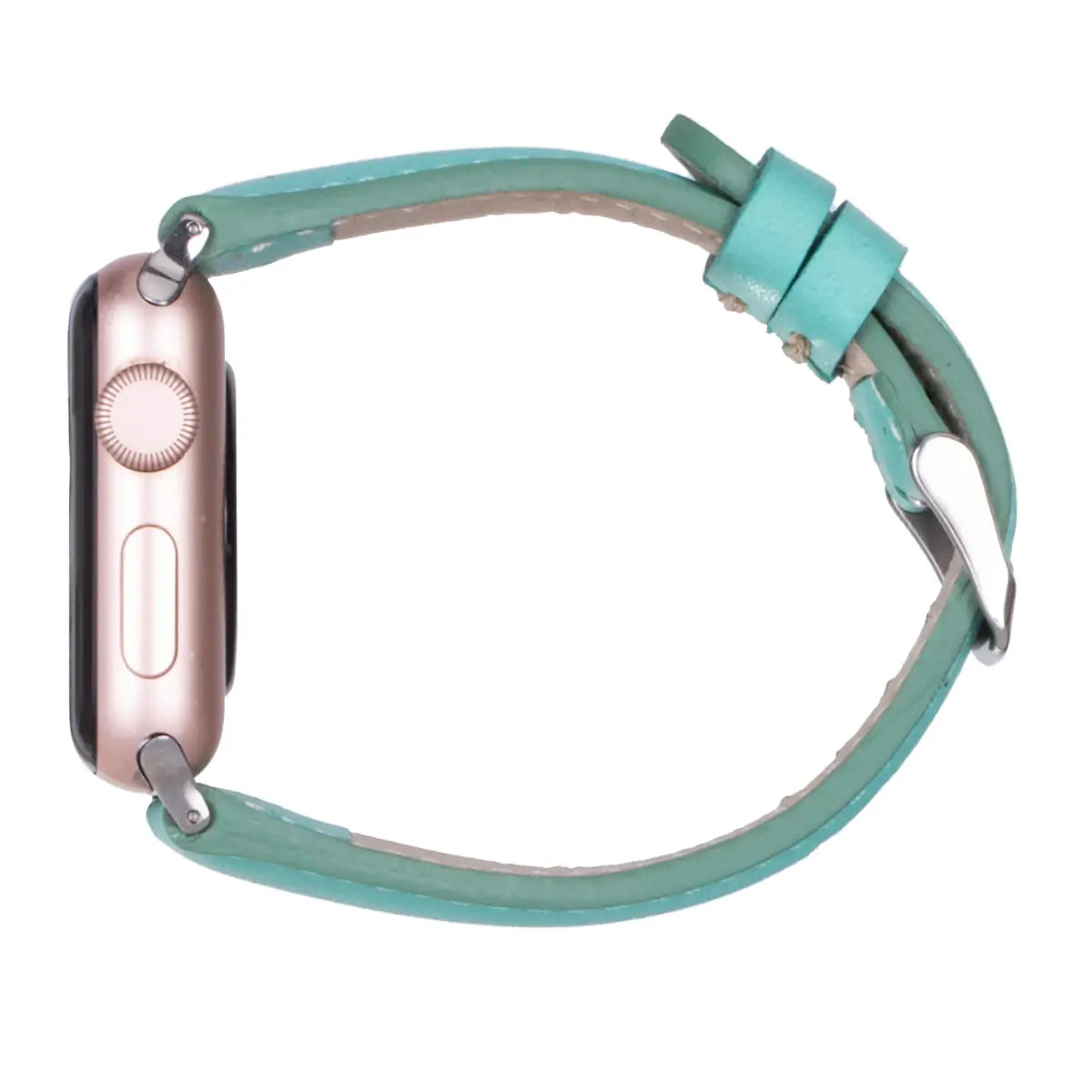 Mint Blue Leather Slim Apple Watch Band