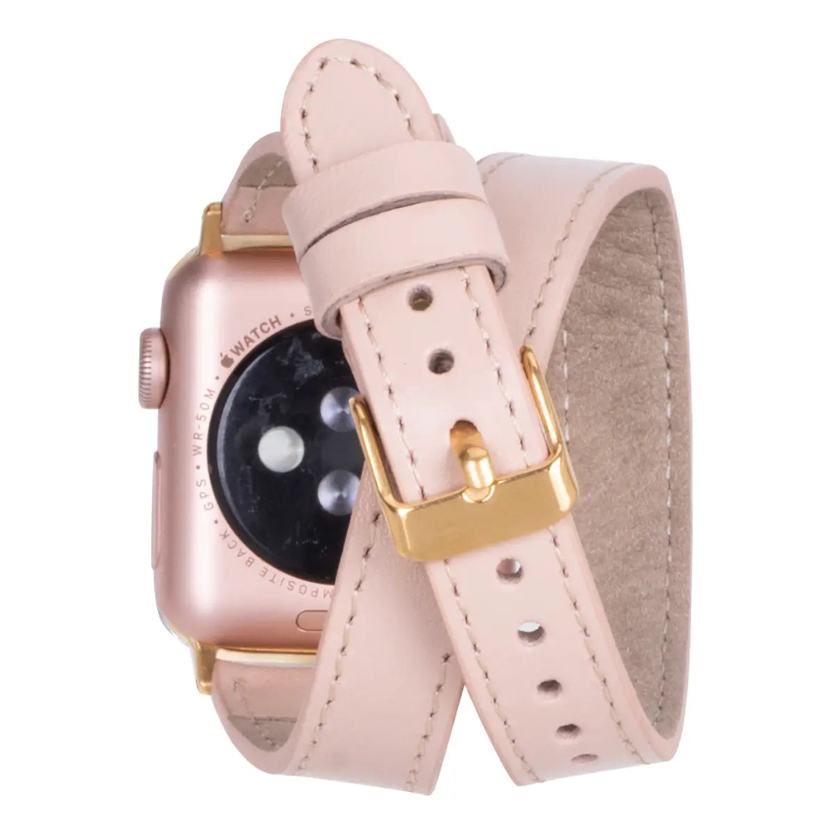 Nude Leather Double Tour Slim Apple Watch Band