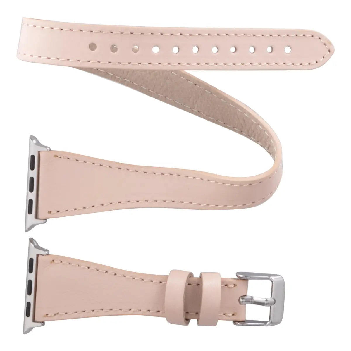 Nude Leather Double Tour Slim Apple Watch Band
