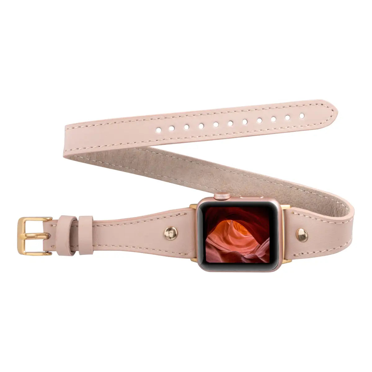 Nude Leather Double Tour Slim Apple Watch Band