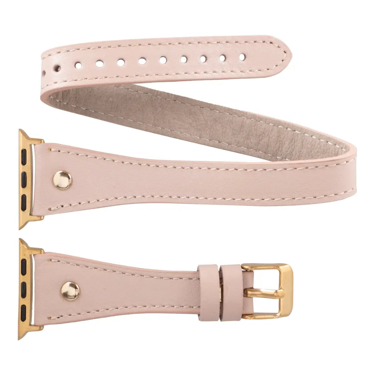 Nude Leather Double Tour Slim Apple Watch Band