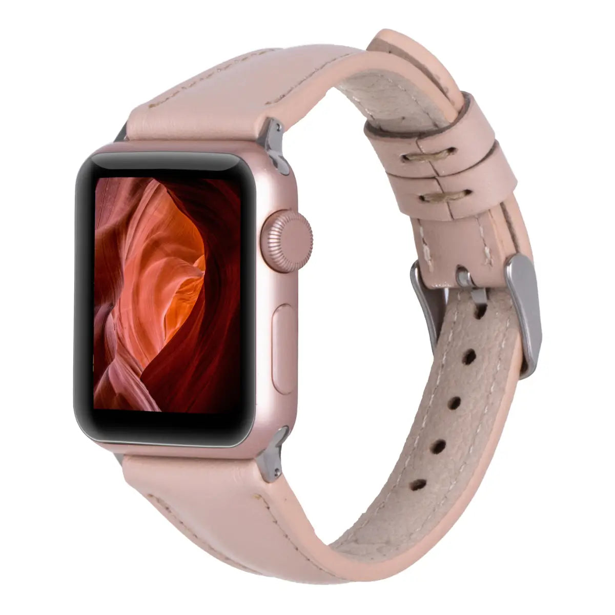 Nude Pink Leather Slim Apple Watch Band