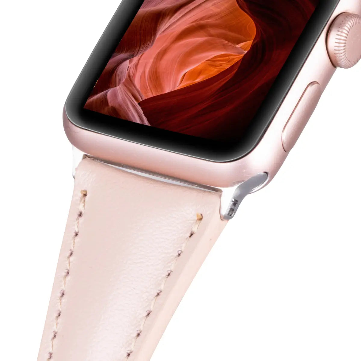 Nude Pink Leather Slim Apple Watch Band
