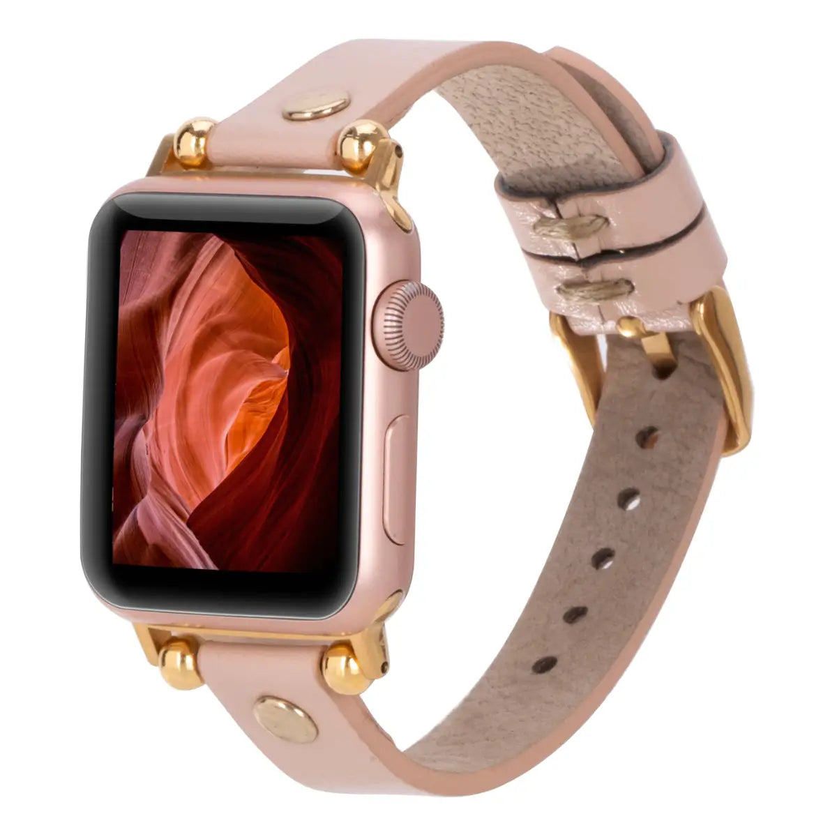 Nude Pink Leather Ultra Slim Apple Watch Band