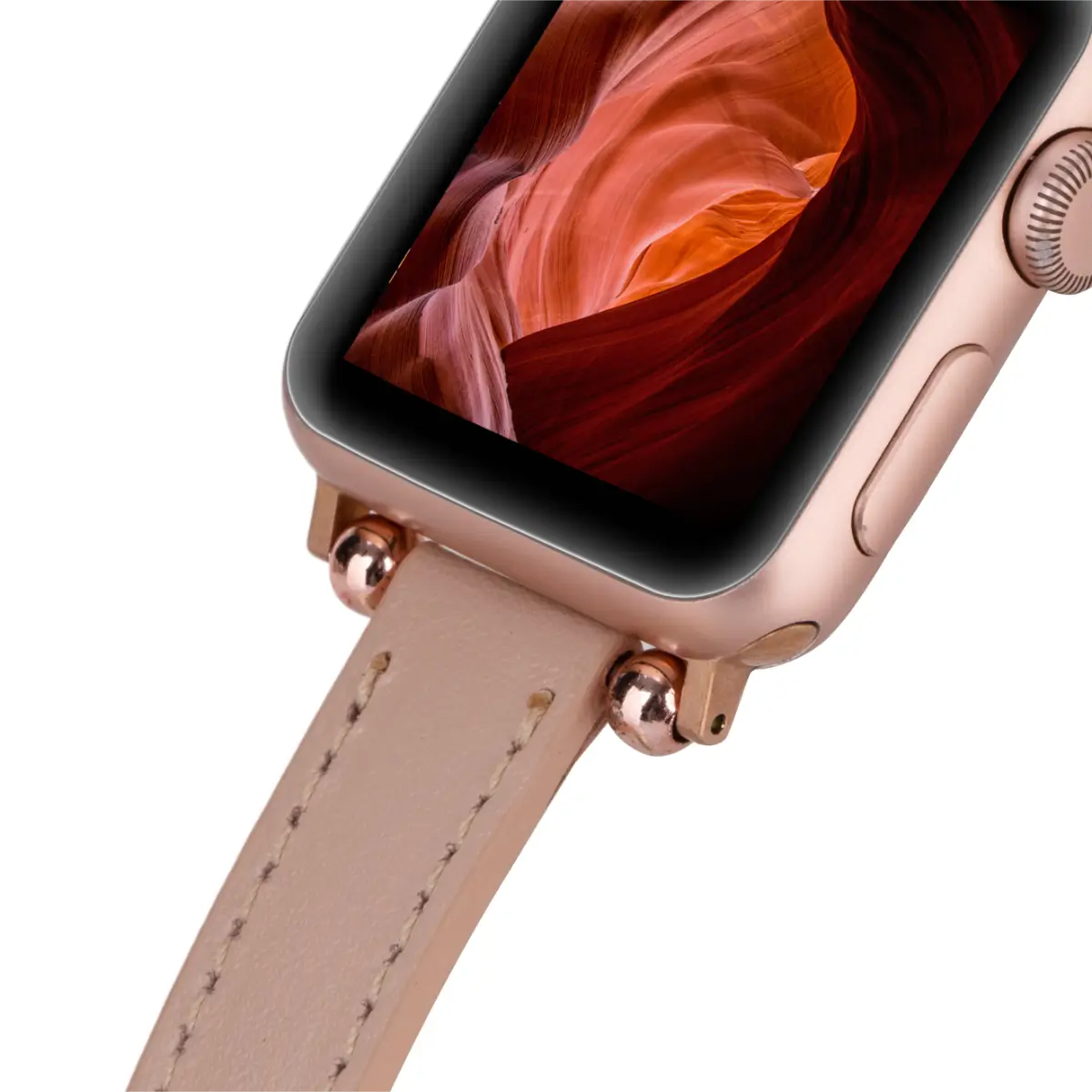Nude Pink Leather Ultra Slim Apple Watch Band