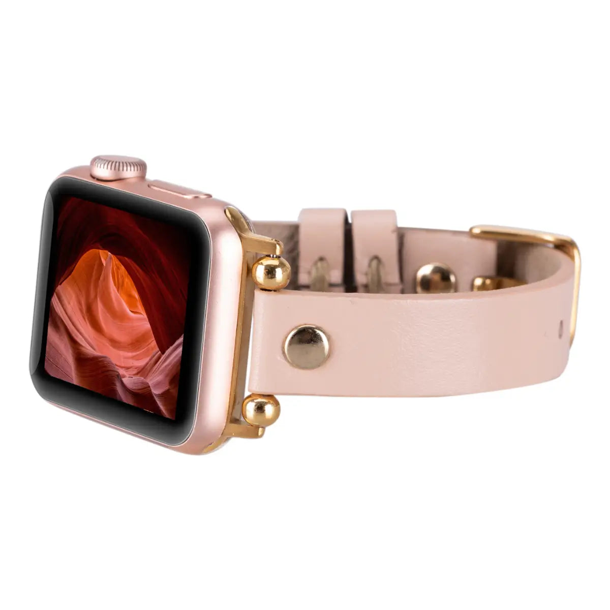 Nude Pink Leather Ultra Slim Apple Watch Band