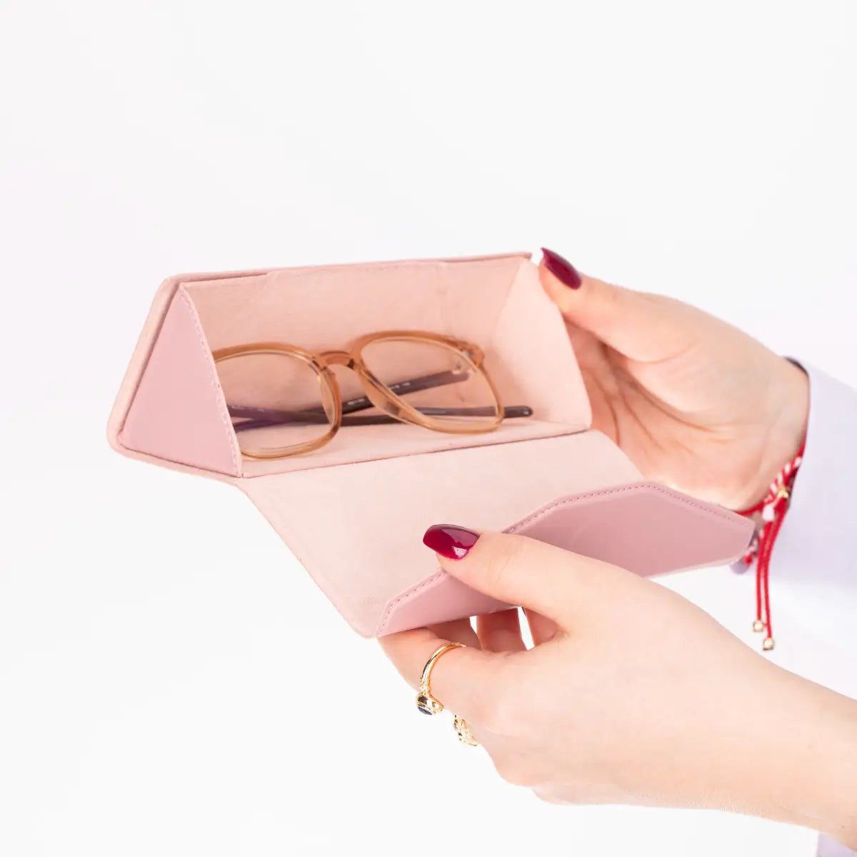 Pink Leather Glasses Case